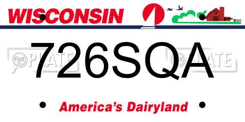 726SQA Wisconsin License Plate