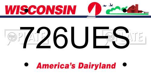 726UES Wisconsin License Plate