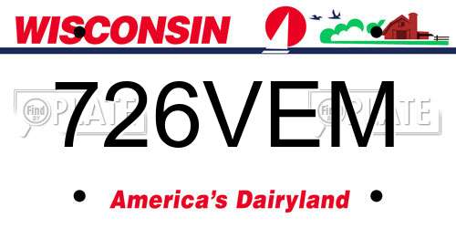 726VEM Wisconsin License Plate