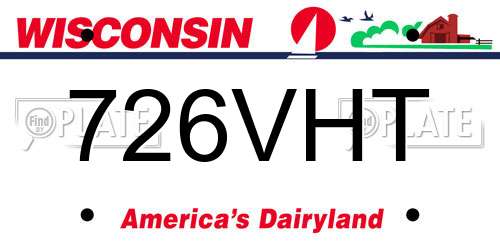 726VHT Wisconsin License Plate