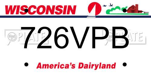 726VPB Wisconsin License Plate