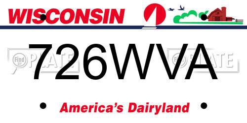 726WVA Wisconsin License Plate