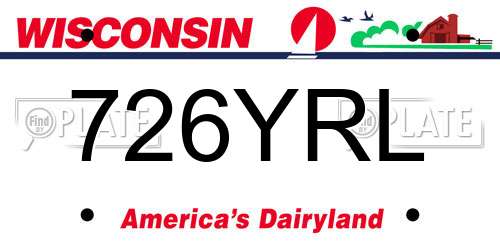 726YRL Wisconsin License Plate