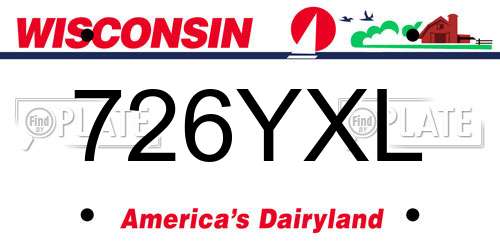 726YXL Wisconsin License Plate