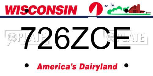 726ZCE Wisconsin License Plate