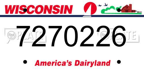 7270226 Wisconsin License Plate