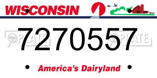 7270557 Wisconsin License Plate