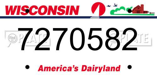 7270582 Wisconsin License Plate