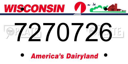 7270726 Wisconsin License Plate