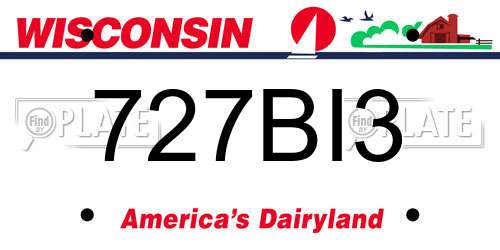 727BI3 Wisconsin License Plate