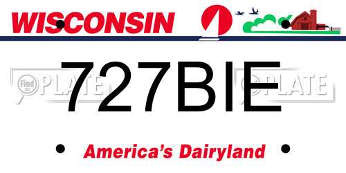 727BIE Wisconsin License Plate