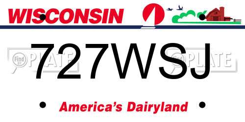 727WSJ Wisconsin License Plate