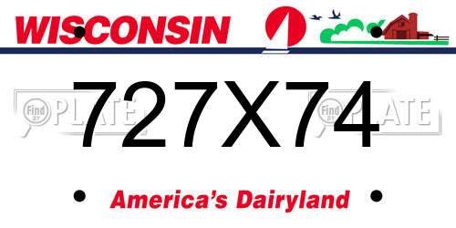 727X74 Wisconsin License Plate