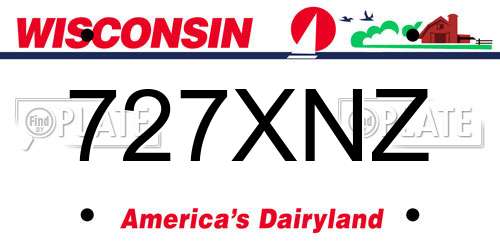 727XNZ Wisconsin License Plate