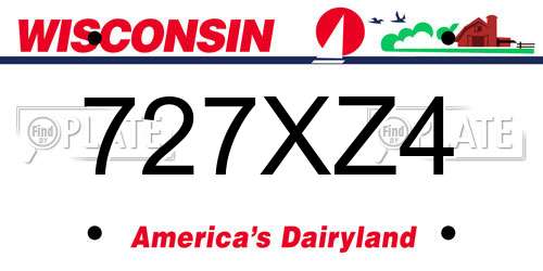 727XZ4 Wisconsin License Plate