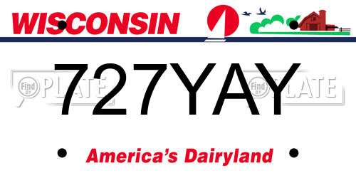 727YAY Wisconsin License Plate