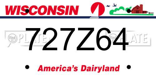727Z64 Wisconsin License Plate