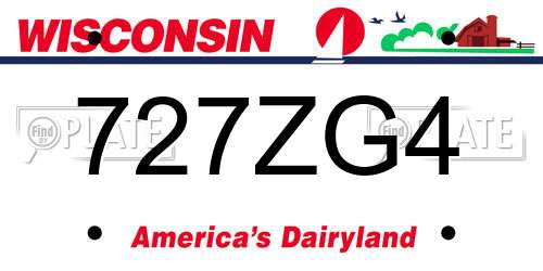 727ZG4 Wisconsin License Plate