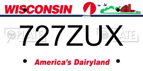 727ZUX Wisconsin License Plate
