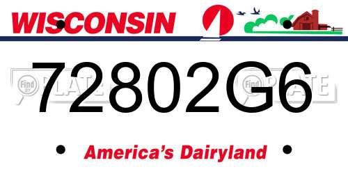 72802G6 Wisconsin License Plate