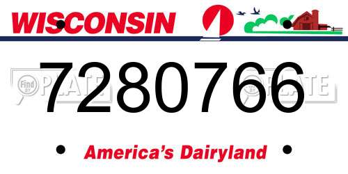 7280766 Wisconsin License Plate