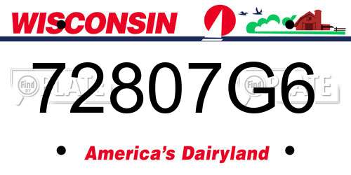 72807G6 Wisconsin License Plate
