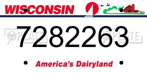 7282263 Wisconsin License Plate