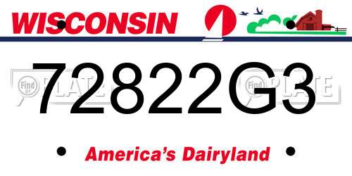 72822G3 Wisconsin License Plate