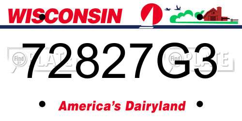 72827G3 Wisconsin License Plate