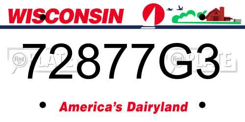 72877G3 Wisconsin License Plate