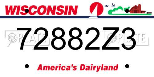 72882Z3 Wisconsin License Plate