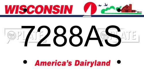 7288AS Wisconsin License Plate