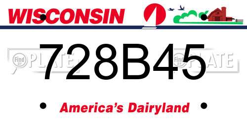 728B45 Wisconsin License Plate