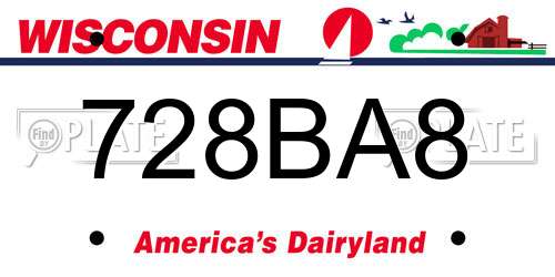 728BA8 Wisconsin License Plate