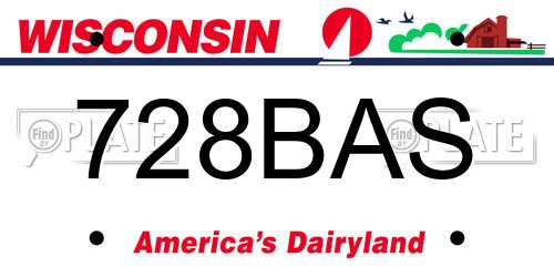 728BAS Wisconsin License Plate