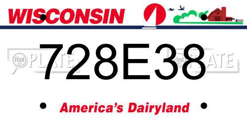 728E38 Wisconsin License Plate
