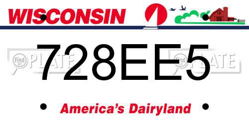 728EE5 Wisconsin License Plate