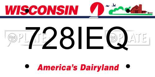 728IEQ Wisconsin License Plate