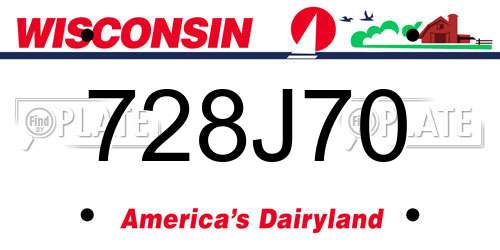 728J70 Wisconsin License Plate