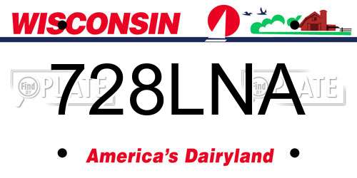 728LNA Wisconsin License Plate