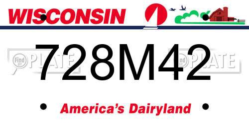 728M42 Wisconsin License Plate