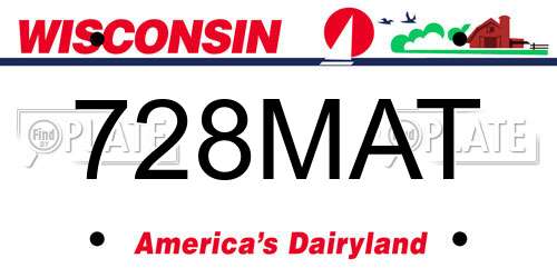 728MAT Wisconsin License Plate