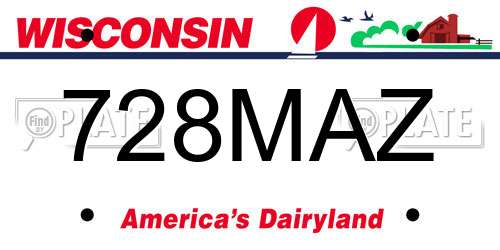 728MAZ Wisconsin License Plate