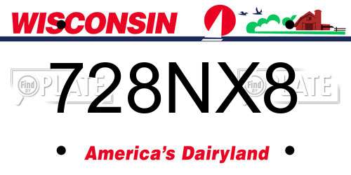 728NX8 Wisconsin License Plate