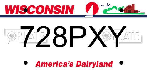728PXY Wisconsin License Plate