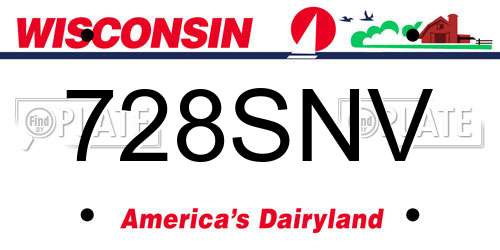 728SNV Wisconsin License Plate
