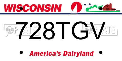 728TGV Wisconsin License Plate