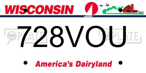728VOU Wisconsin License Plate