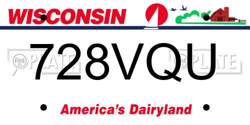 728VQU Wisconsin License Plate