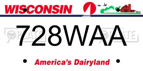 728WAA Wisconsin License Plate